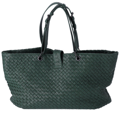 BOTTEGA VENETA Capri Tote Bag Dark Green Leather
